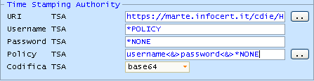 9 di 13 Il primo parametro è l indirizzo internet (Uniform Resource Identifier, o URI) della TSA che si intende contattare.