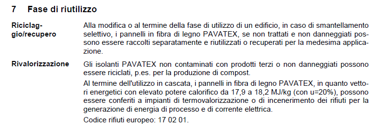 kgco 2 eq/m 3 = -1,29 kgco 2 eq/kg I prodotti Pavatex sono anche compostabili!