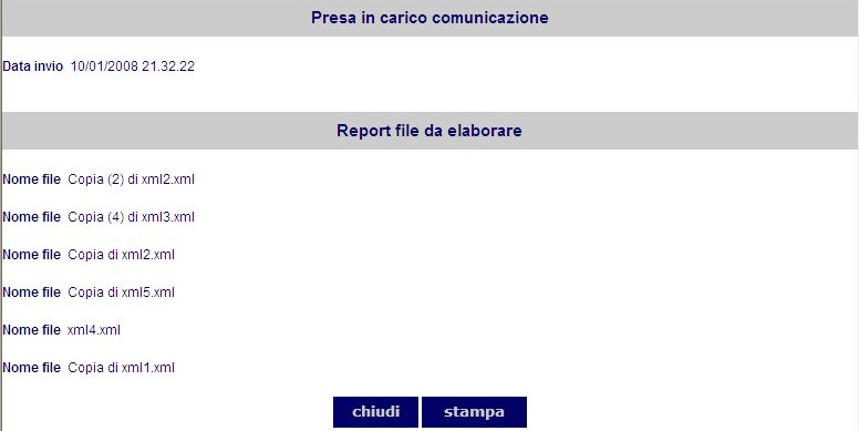 Gestione Una volta selezionato il file da caricare premere Invia.