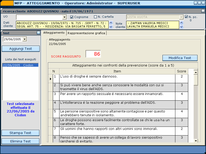 Gestione TEST Valutazione dell