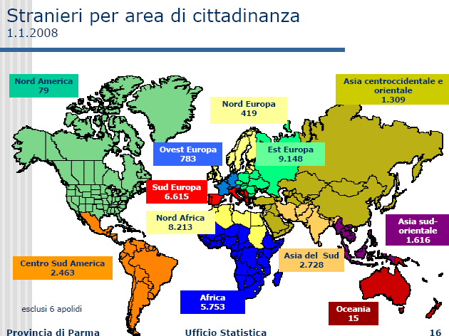 Fonte: La popolazione residente nei comuni della provincia di Parma all 1.1.2008.