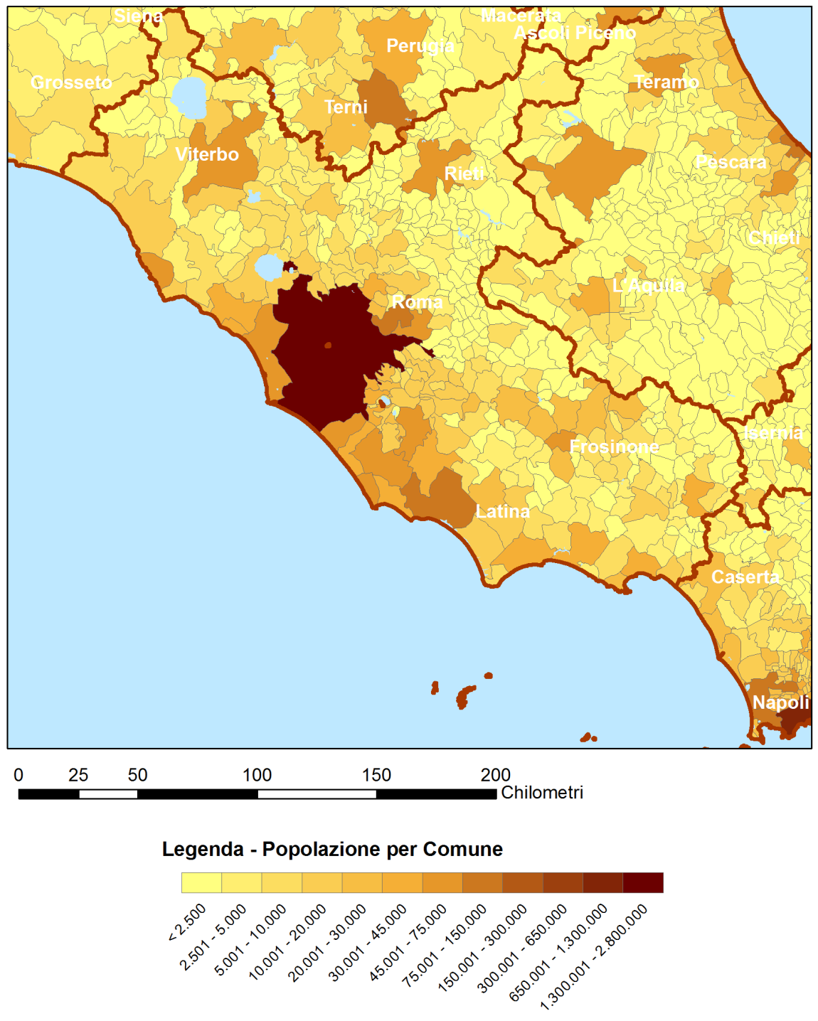 Regione Lazio Pag. 19 Figura 3-2 - Densità antropica totale nel 2000 in Lazio 7 3.