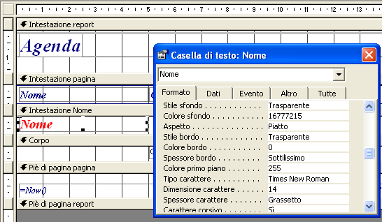 In Visualizzazione struttura si effettua un clic sull etichetta o sul controllo da modificare. Appaiono le maniglie ad indicare che l elemento è stato selezionato.