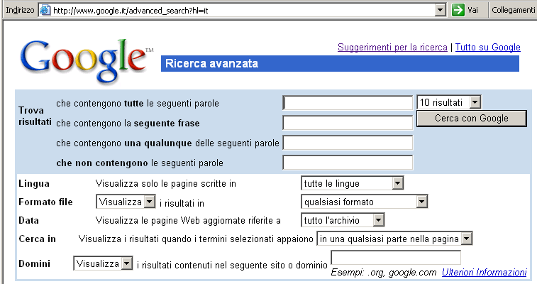 I Motori di Ricerca Reti informatiche ed internet Si possono