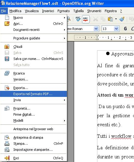 Convertire in PDF/A con Open Office OpenOffice.org è una suite per ufficio completa, utilizzabile liberamente. A partire dalla versione 2.4.1, OpenOffice permette di convertire i documenti in PDF/A.