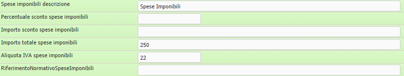 Sezione relativa all importo delle anticipazioni esenti ex art. 15 co 3 DPR 633/1972 (sfondo verde scuro) Indicare la percentuale dello sconto sulle anticipazioni se applicato.