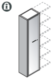 Modulo DX L45 con schienale e anta legno con MD245SA serratura, dim. 450x340x2024h mm.