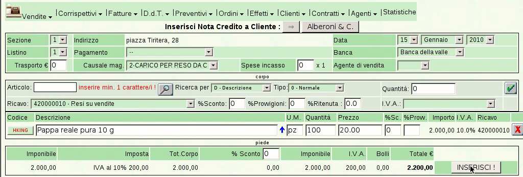 676 volume VIII Didattica in laboratorio Esercitazioni con Gazie 677 Si osservi che è opportuno modificare il tipo di pagamento, perché quello che si ottiene automaticamente, in base alla