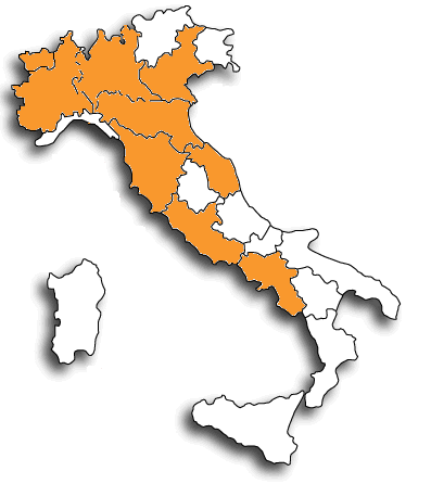 LA NOSTRA PRESENZA SUL TERRITORIO La nostra presenza si sviluppa oggi, prevalentemente nel Nord e Centro Italia.