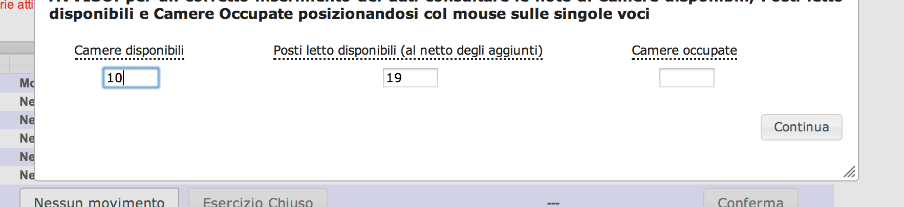 Se in effetti qualcuno degli ospiti indicati ha lasciato la struttura, è possibile interrompere la procedura di conferma e registrare le partenze.