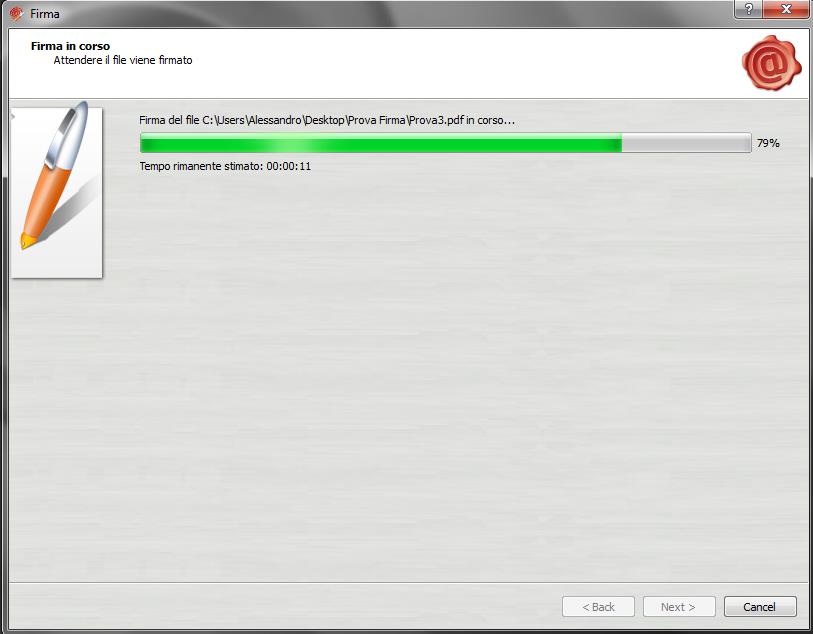 Passo 6 Attendere il completamento dell operazione di firma.