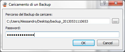 Pulsante crea backup del disco cifrato, utile per creare una cartella di backup dell intero FileSystem Cifrato.