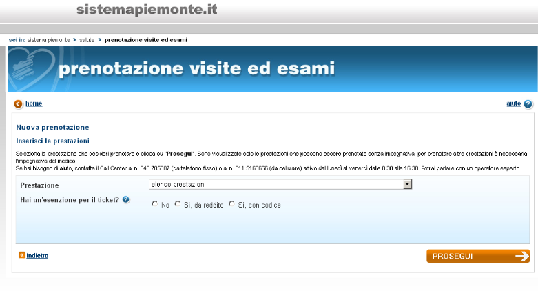 2. 2 MEDICO INSERIMENTO PRESTAZIONE PER PRENOTAZIONE SENZA IMPEGNATIVA DEL Se non hai ancora selezionato la prestazione, scegli quella che ti interessa dall'elenco proposto.