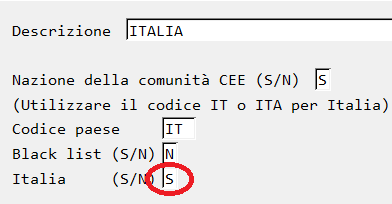 CODICE NAZIONE Attenzione: le anagrafiche dei clienti e fornitori italiani devono avere il codice nazione vuoto (cioè = a spazi).