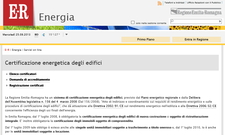 PER APPROFONDIRE http://energia.regione.emilia-romagna.