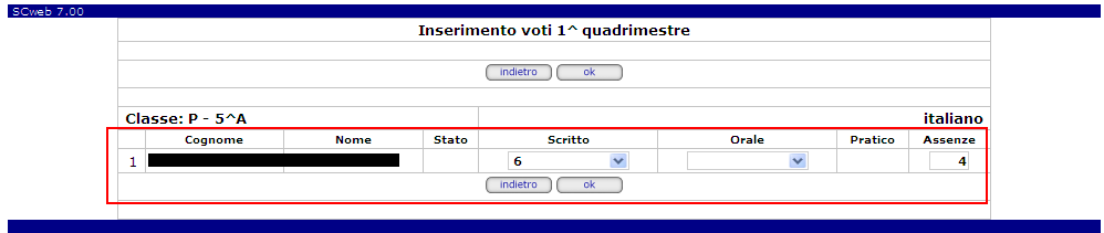 I voti permessi sono: 0, 1, 2, 3, 4, 5, 6, 7, 8, 9, 10, NC. Il giudizio di Religione puo' essere espresso con: I, S, B, DS, O.