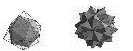 Teoria dei poliedri Fig. 2.7: relazione tra dodecaedro e cubo Quindi ci sono anche dieci tetraedri dentro un dodecaedro.