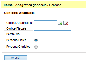 Gestione Anagrafica La gestione è guidata.