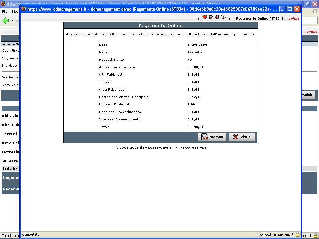 al completamento della transazione viene rimandato sul DDMFramework