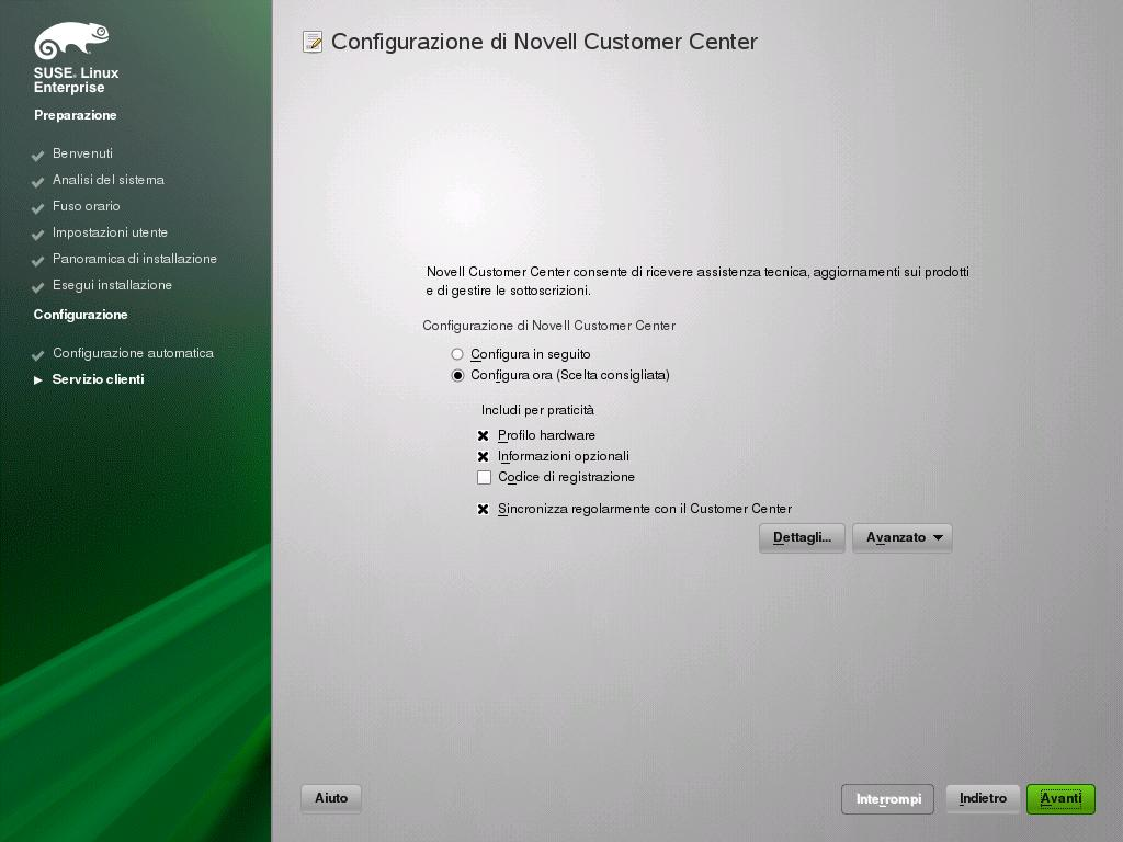 9. Nella schermata Impostazioni di installazione è possibile visualizzare numerose opzioni di installazione e di partizionamento disponibili e modificare le opzioni desiderate se necessario.