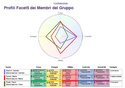 reportistica Profili Facet5 dei membri del team Il contributo