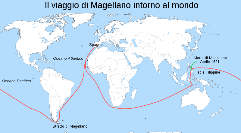 Il progetto del portoghese Magellano di trovare una rotta per le Indie a sud delle Americhe non convinse i suoi connazionali, per cui il navigatore fu finanziato dalla Spagna per una spedizione di