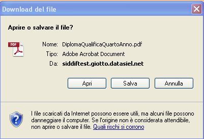 vuole solamente aprire il file (per poi stamparlo) o se lo si vuole salvare sul