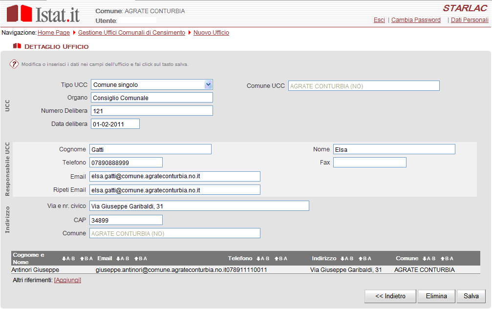 da compilare in tutte le sue parti. Cliccando su Salva, le informazioni inserite saranno salvate nel database.