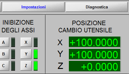 Tastatore cambio utensile La posizione del tastatore deve essere definita inserendo i valori nelle relative caselle nella scheda Impostazioni Al lancio della procedura vengono memorizzate le