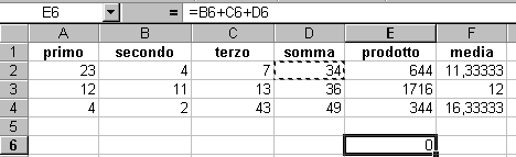 Riferimenti Assoluti e Relativi (1) Riferimenti relativi Un Riferimento è la posizione della cella/e nel foglio Se copio la cella D2 e incollo in E6, qui comparirà 0.