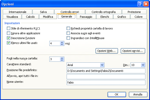 Migliorare la produttività Menù Strumenti/Opzioni: Per modificare le impostazioni di base del programma Scheda Generale: 1.