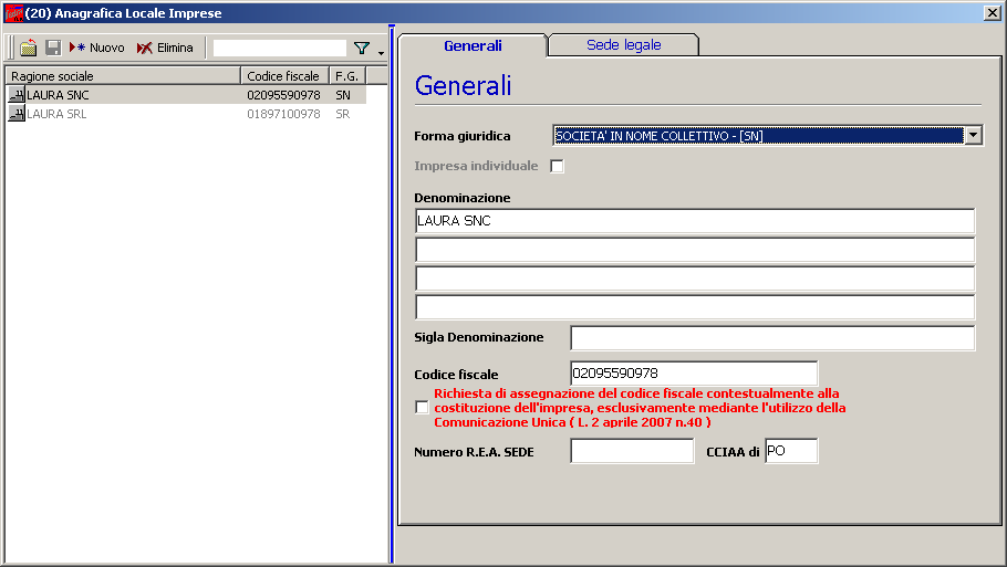 Compilazione con Fedra PLUS 6.0 Aprire il programma Fedra PLUS 6.0 e, se la società per cui compilare il modello non è presente in anagrafica, inserirla dal menu Anagrafiche Imprese Esplora.