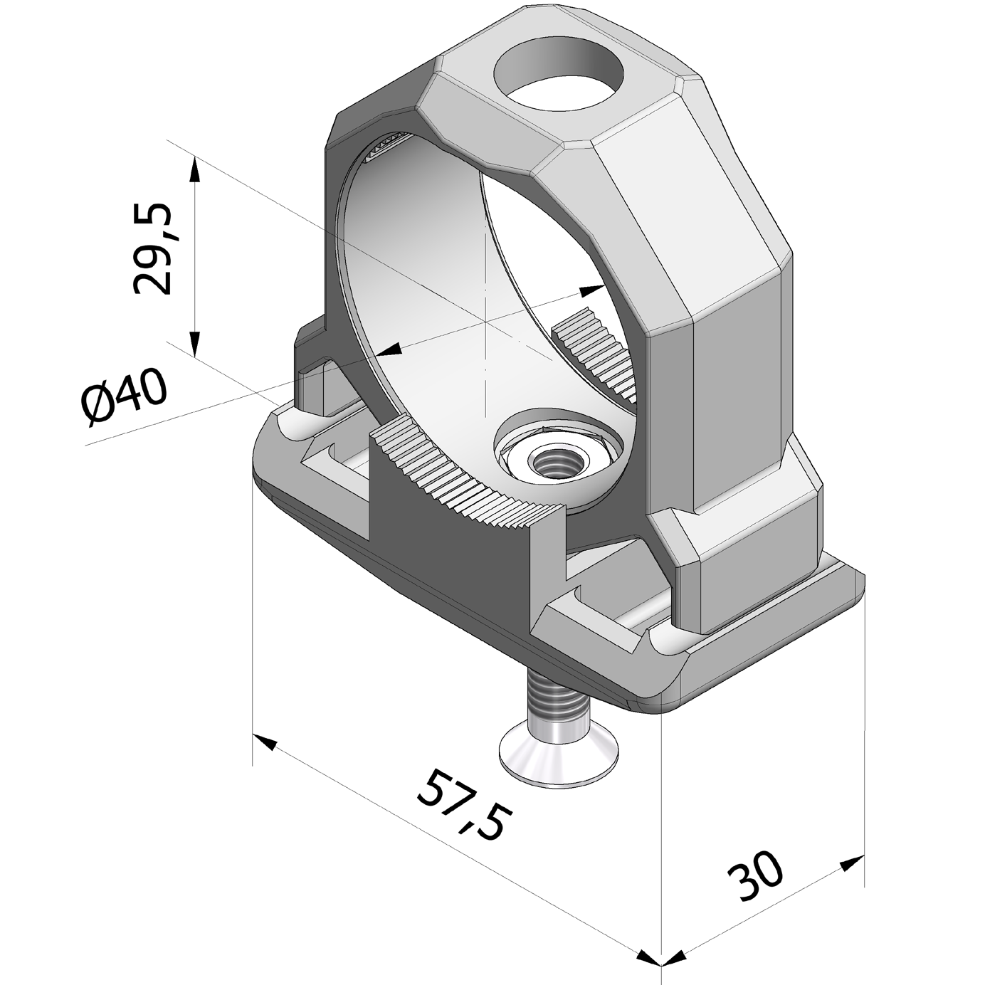 SUPPORTO PER ARGANELLO 7000-7002 Struttura in Nylon. Bloccaggio con vite metrica e dado.