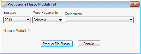 Questa maschera invece,serve per il pagamento telematico delle ritenute d'acconto, si inseriscono i dati del condominio o più condomini, poi cliccando su produci file,viene fuori un file da mandare