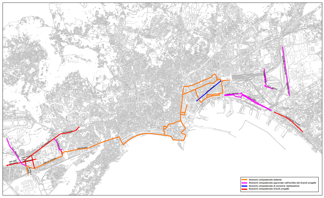 potenziare le infrastrutture potenziare la rete di percorsi ciclo-pedonali - itinerario ciclabile esistente al 2016: 20 km di lunghezza - itinerari ciclabili compresi nei Grandi