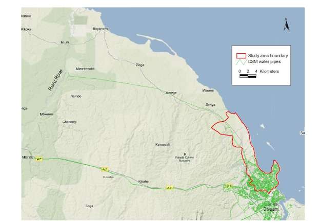 Capitolo 3 Il caso di studio: Dar es Salaam, Tanzania Figura 3.31 Estensione delle condotte di trasmissione e distribuzione del sistema idrico di Dar es Salaam Tabella 3.