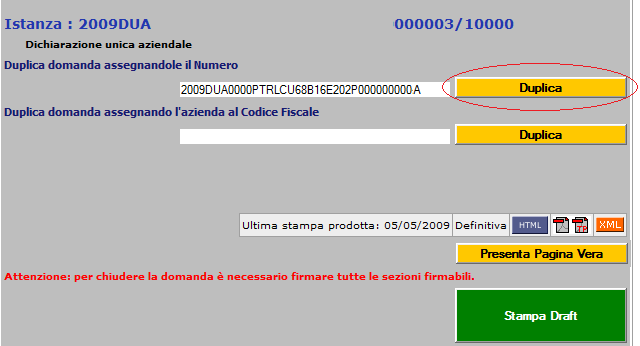 3)GESTIONE DUA Dopo aver cliccato sul numero della DUA si