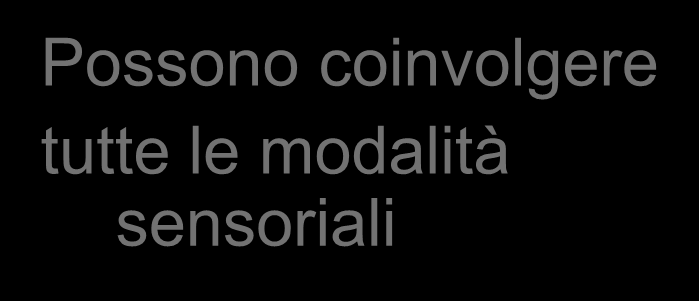 DEFICIT STRUMENTALI: DEFICIT PERCETTIVI Possono coinvolgere tutte le modalità