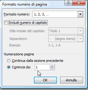 1.7 NUMERAZIONE DELLE PAGINE Modificare il numero della