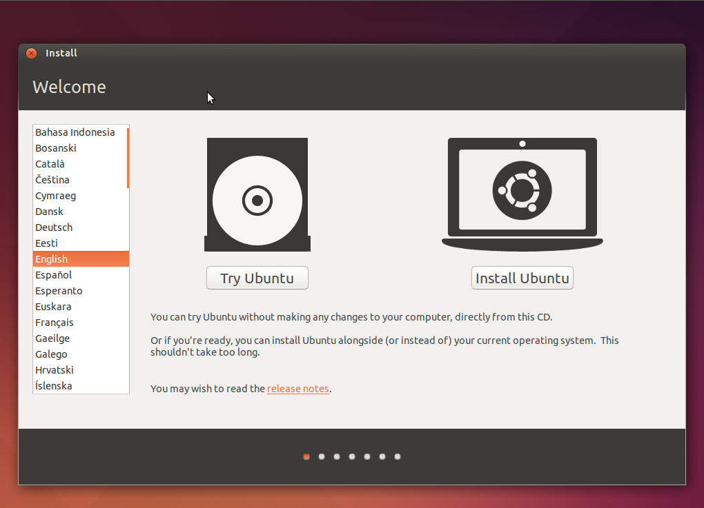 1. Avviare la macchina virtuale 2. Installare il sistema perativ Install Ubuntu 1.