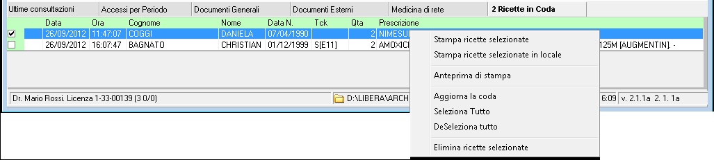 L indicazione della stampante della coda delle ricette e l eventuale form non ha alcun effetto in quanto la segreteria non stampa più alcuna ricetta ma le fa stampare al medico tramite la coda di