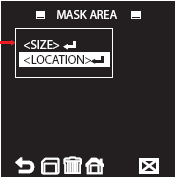 o MASK AREA [1-4] Permette di impostare un area di mascheramento per la funzione di rivelazione movimento. Usare SIZE e LOCATION per definire l area desiderata.