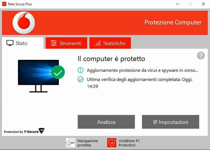 Terminata l installazione si aprirà automaticamente la finestra principale di Rete Sicura Plus dove avremo a portata di mano tutte le