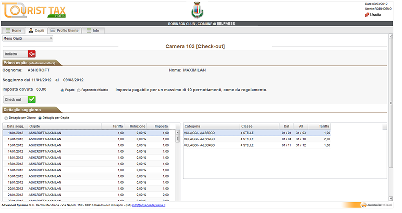 In fase di Check out il software calcola automaticamente l importo dovuto.