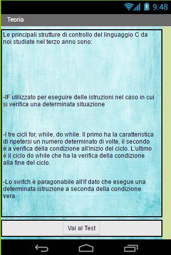 TERZA SCHERMATA(QUIZ) Questa è la parte più complessa. Spiegherò prima la parte grafica e poi il programma.