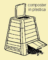 c) Composter chiuso (in plastica di tipo commerciale); Compostiera prefabbricata : contenitore areato di capienze varie (in genere da 400 litri), normalmente in commercio, in materiale plastico