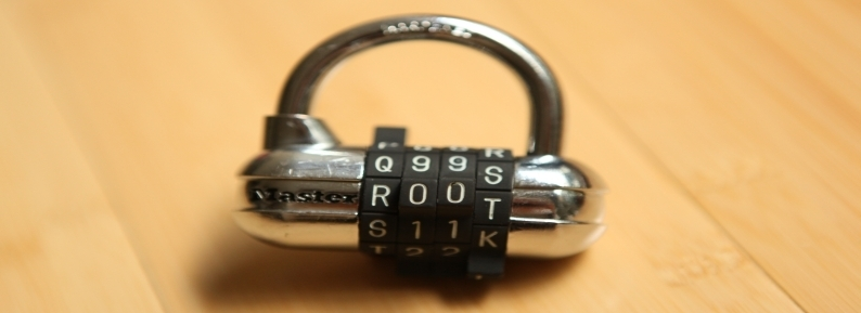 Sicurezza dei sistemi informatici in internet "Master lock with root password" di Scott Schiller - Flickr: Master lock, "r00t" password. Con licenza CC BY 2.