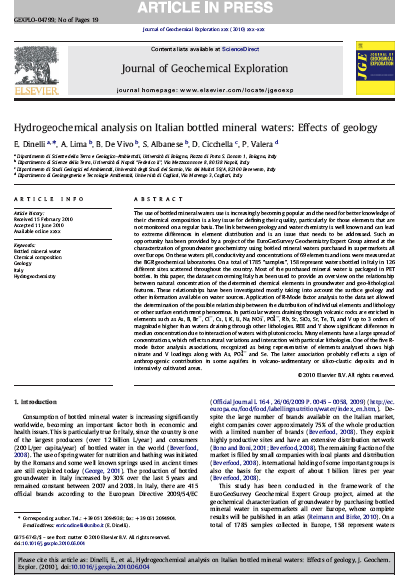 Special Issue of Journal of Geochemical Exploration, 107 (3) De Vivo B.