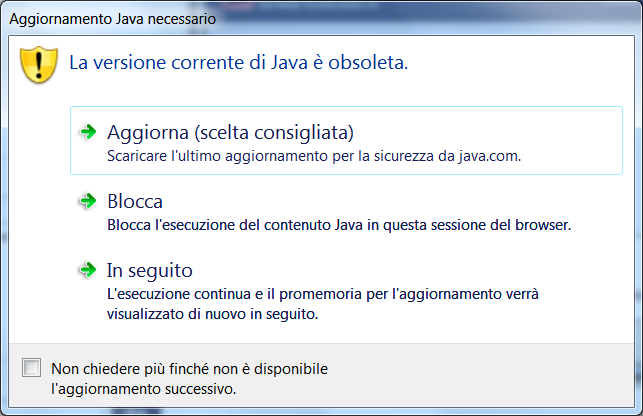 Chiuse poi le maschere di impostazione di Internet Explorer, è necessario ripetere il login (quindi chiudere il programma e rientrare).