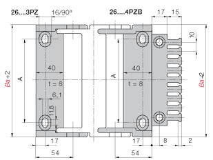 E-d-19 INGOMBRI DI MONTAGGIO SOLUZIONE 1: oscillanti Standard Idonei a corse sia brevi che lunghe Minimo ingombro Resistenti alla corrosione Non idonei ad applicazioni con catena verticale appesa o